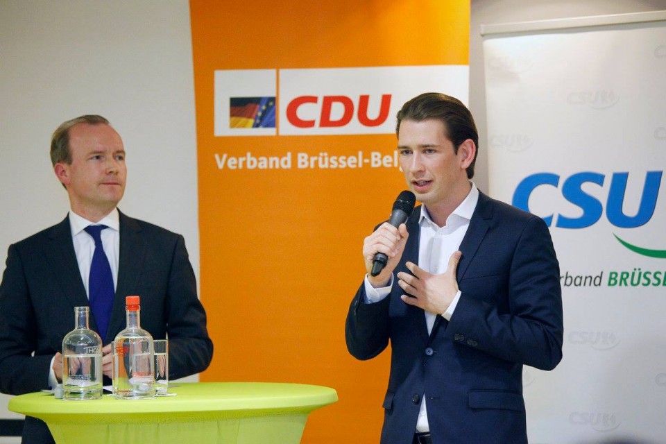 CDU-Vorsitzender Tim Peters mit Außenminister Sebastian Kurz